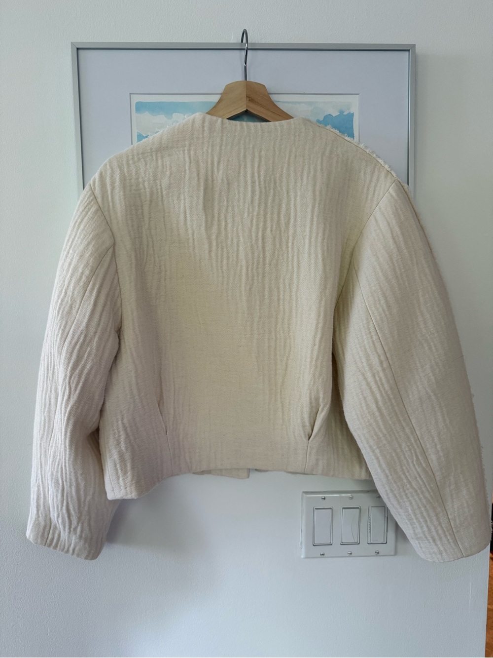 Mango Cream Quilted Snap-Front Bomber Jacket - Picture 4 of 7